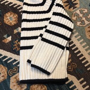 H&M Black and White Striped Crewneck Sweater